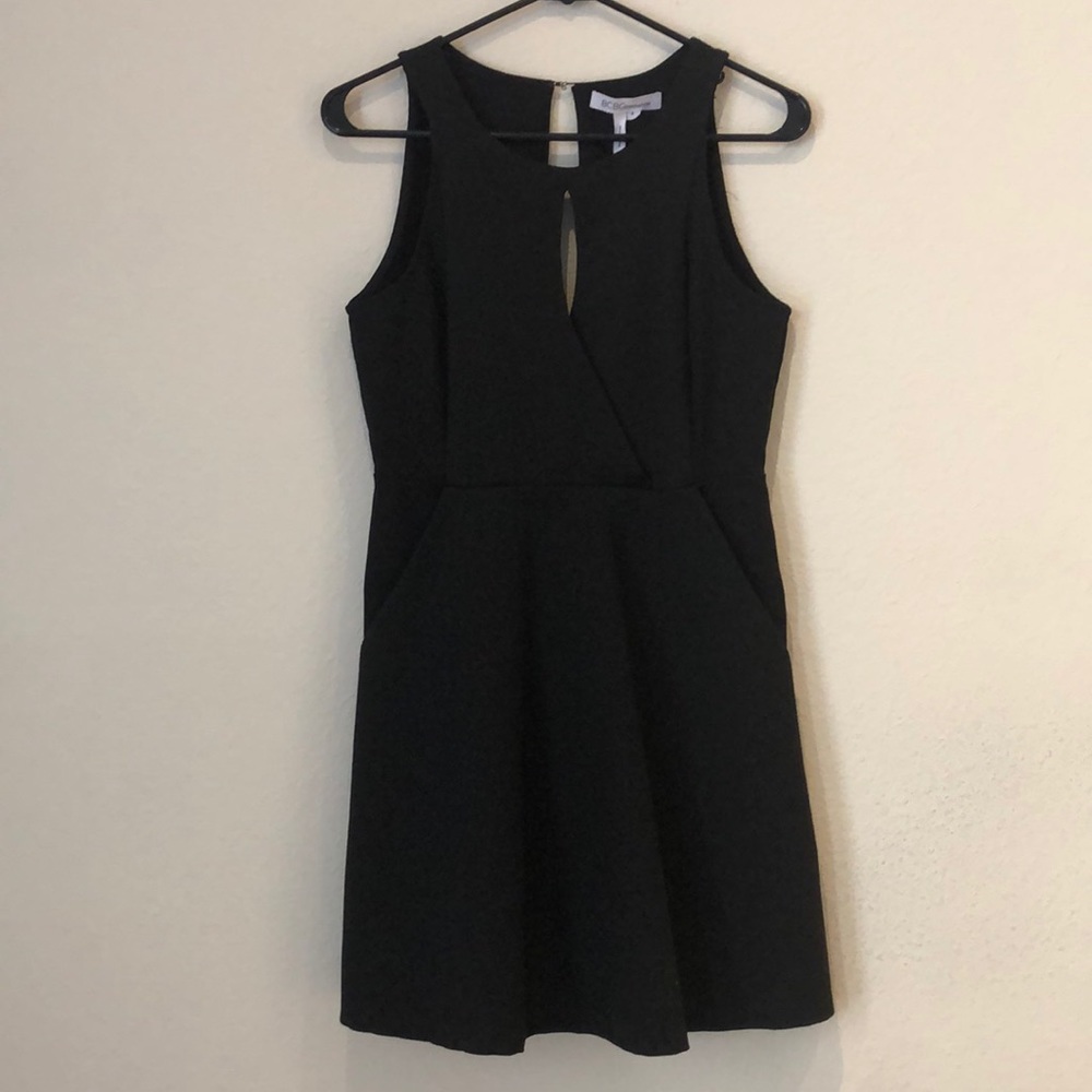 Black short cocktail dress with keyhole: BCBG